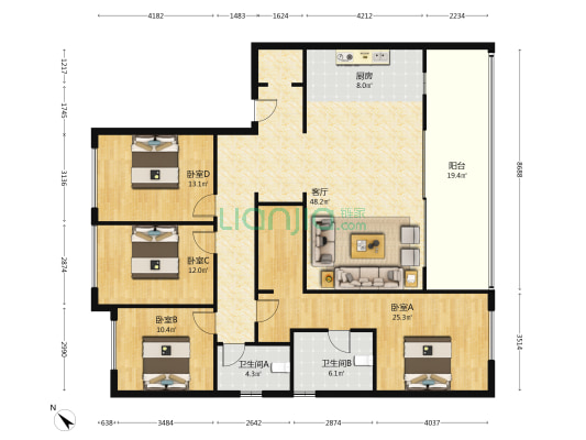 融创国宾雅集 4室1厅2卫 181平方