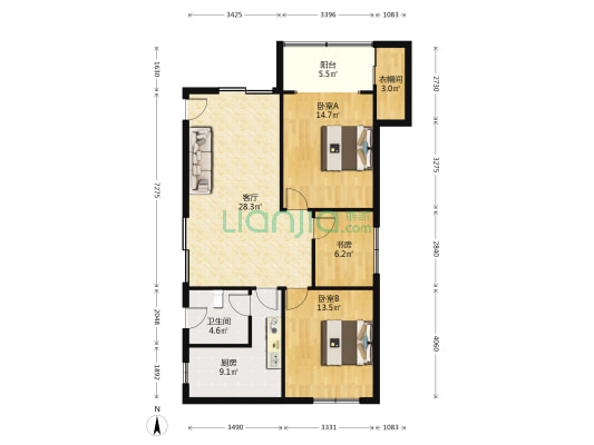 教育路11号 3室1厅1卫 99平方