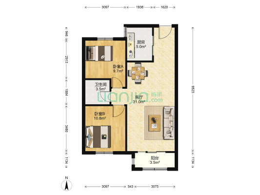 中交▪中央公元C区 2室1厅1卫 92平方