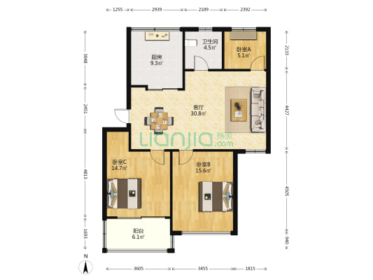 半山御海 3室1厅1卫 99平方
