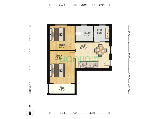 益民路小区 2室1厅1卫 60平方