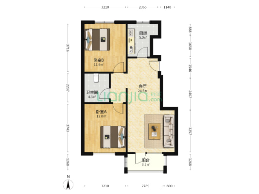 北涧圣水苑 2室1厅1卫 84平方