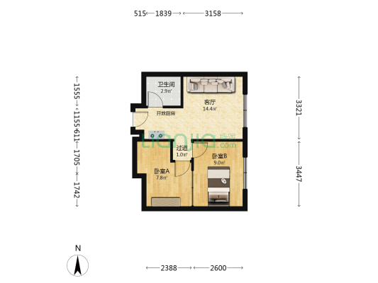 迷你小区 2室1厅1卫 52平方