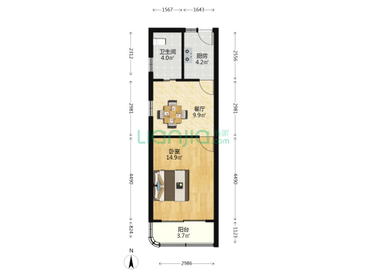 上焊大楼 1室1厅1卫 51平方