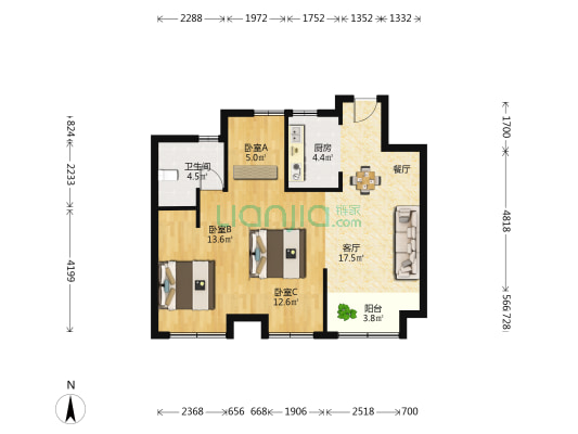 北辰府 3室1厅1卫 79平方