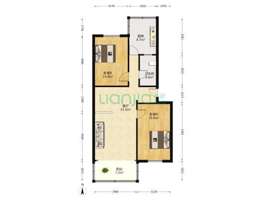 发展大道29号 2室1厅1卫 105平方