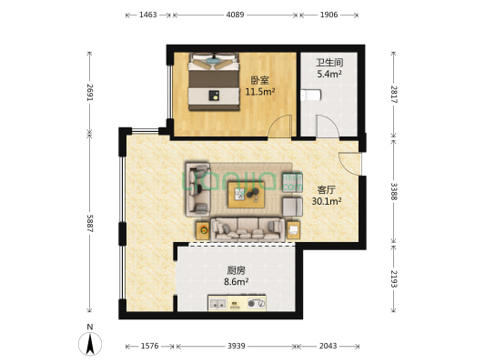 先锋领地 1室1厅1卫 81平方