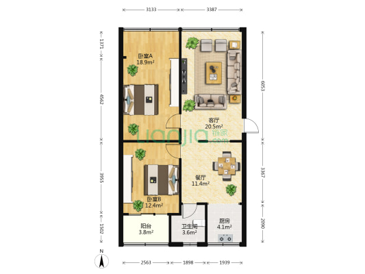 瓦仓庄48号 2室2厅1卫 73平方