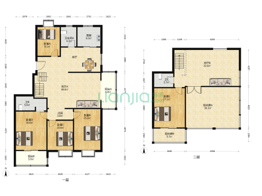 湖光山色北区 5室2厅3卫 223平方