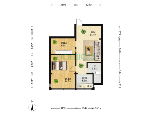 人民西路39号 2室1厅1卫 42平方