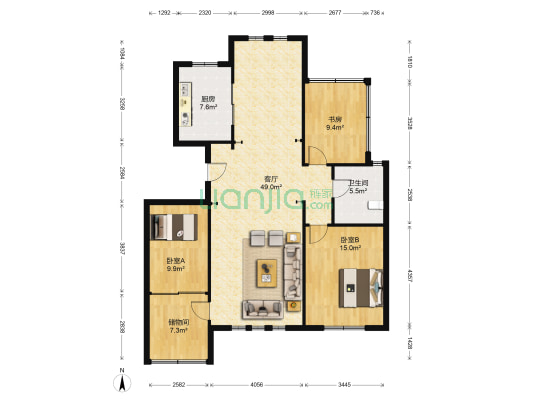 御园 3室1厅1卫 113平方