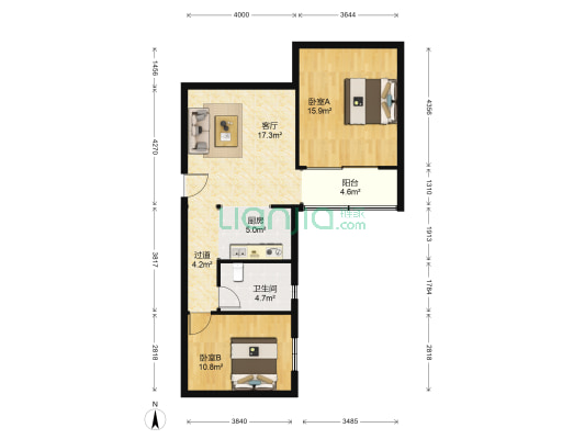 翔殷路505弄 2室1厅1卫 87平方