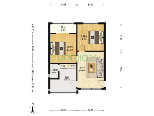 园丁之家 2室1厅1卫 66平方