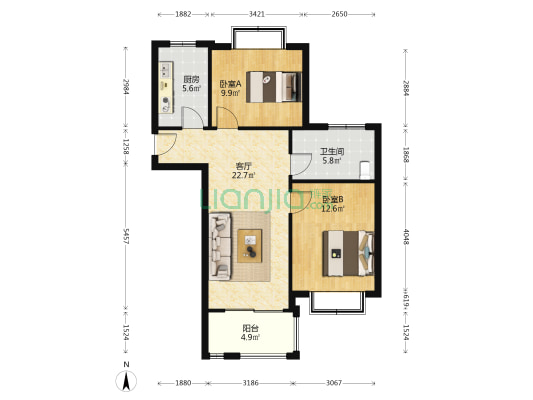 广仁小区 2室1厅1卫 73平方