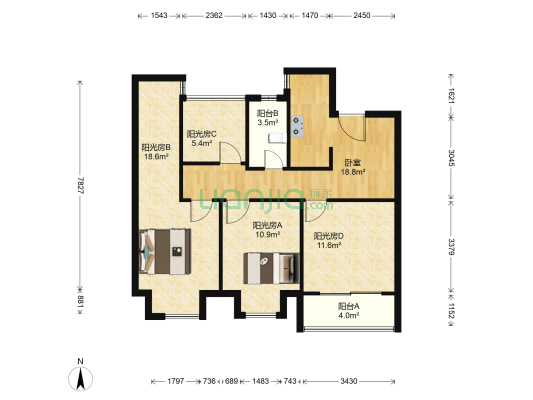景瑞歌悦花园  1室0厅0卫 87平方