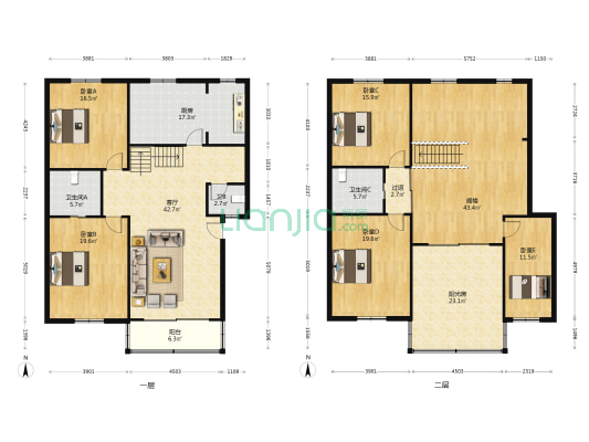 苏福路199号 5室1厅3卫 243平方