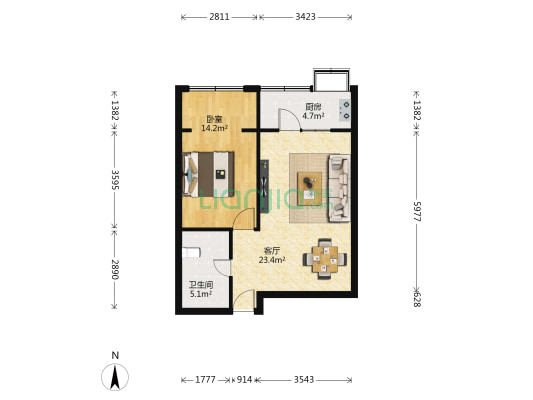 耿家庄 1室1厅1卫 50平方