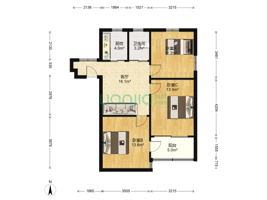 湖苑新村一区 3室1厅1卫 80平方