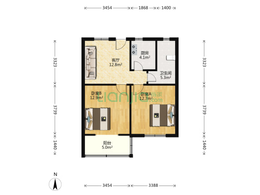 新成三坊四坊 2室1厅1卫 68平方
