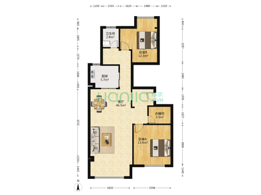 太守名府 2室1厅1卫 124平方