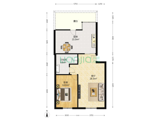 创业家园住宅小区 1室1厅1卫 50平方