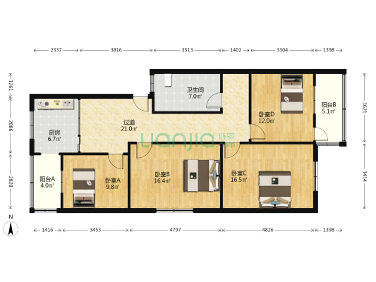 勤劳街16号院 4室0厅1卫 120平方