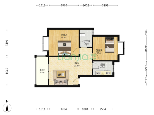 城南坡四期 2室1厅1卫 72平方
