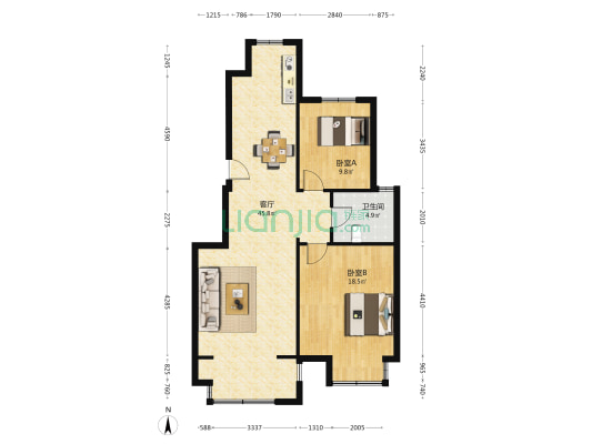 勤星苑南区 2室1厅1卫 101平方