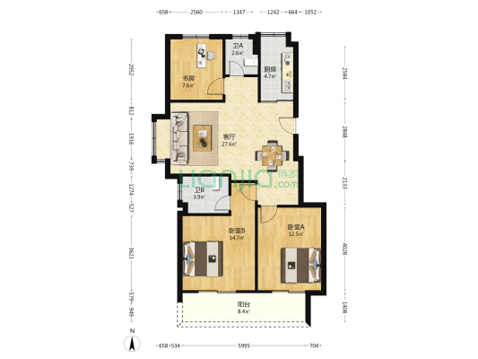 德信云宸府 3室1厅2卫 103平方