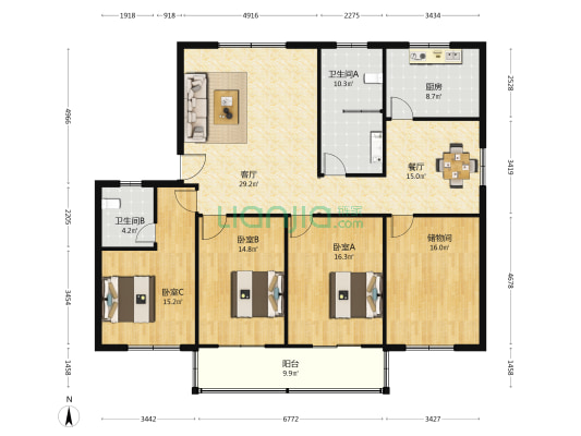 润城苑小区 3室2厅2卫 157平方