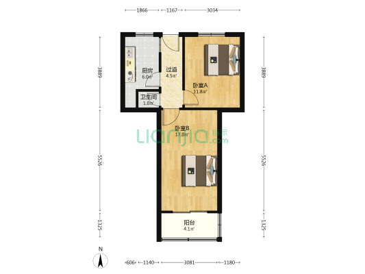 青钢宿舍 2室0厅1卫 58平方