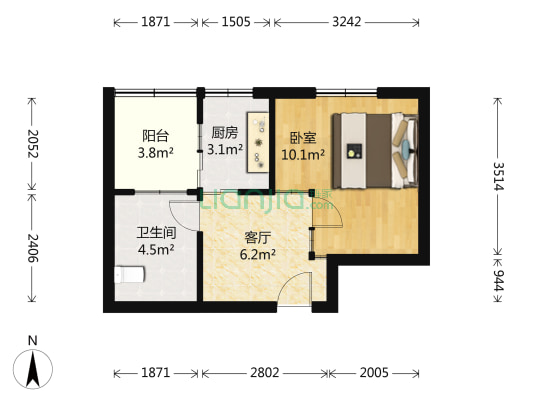 正商明钻一期 1室1厅1卫 40平方