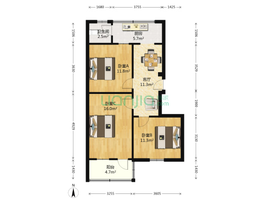 铜沛街9号 3室1厅1卫 68平方