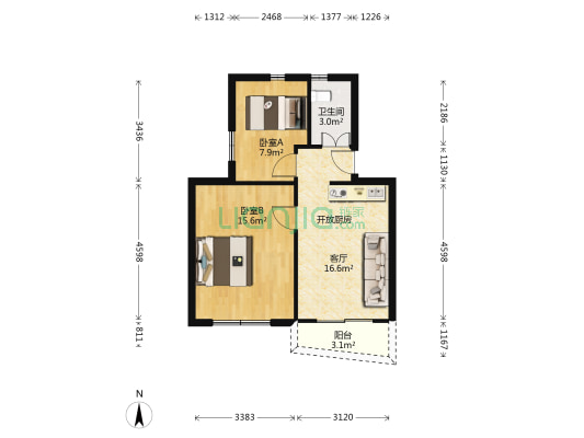 衡山路696弄 2室1厅1卫 61平方
