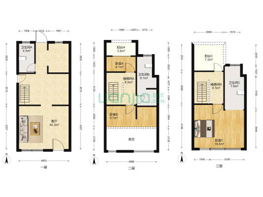 万科万悦花园 3室1厅3卫 140平方