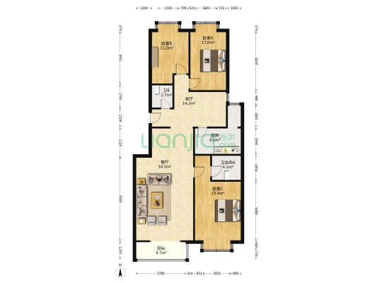 芙蓉园 3室2厅2卫 134平方