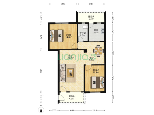 碧溪路 2室2厅1卫 89平方