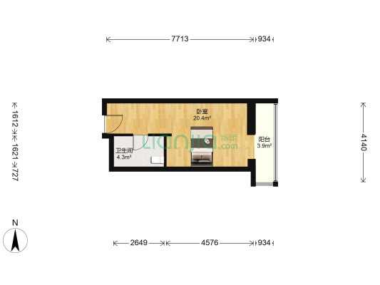 民间金融大厦 1室0厅1卫 45平方