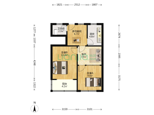 金门路 3室1厅1卫 53平方