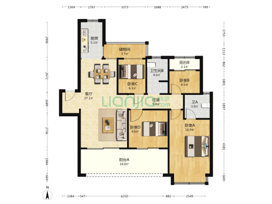 保利长交·锦上 4室1厅2卫 121平方