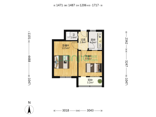 永安路五十号小区 2室0厅1卫 47平方