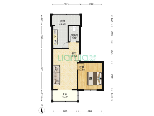 银桂桥西街4号 1室1厅1卫 58平方