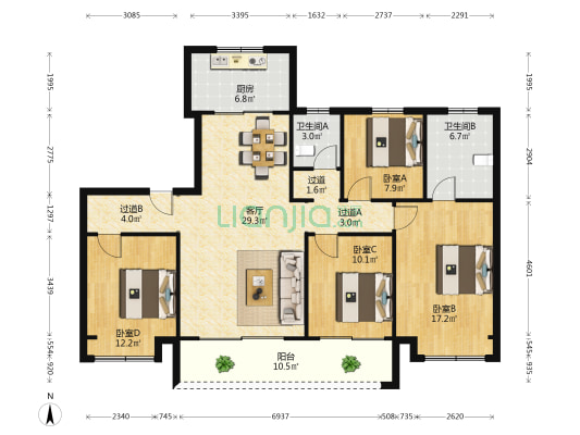 碧桂园云栖里 4室1厅2卫 143平方
