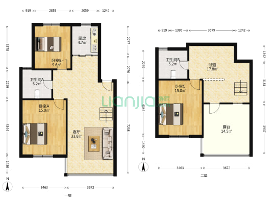 香溪花苑 3室1厅2卫 127平方