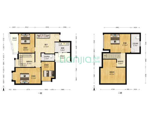 中翠花园 4室1厅2卫 95平方