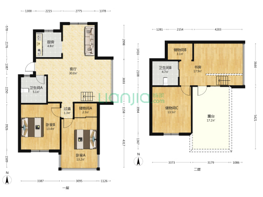 蔡江公寓东区 3室1厅2卫 126平方