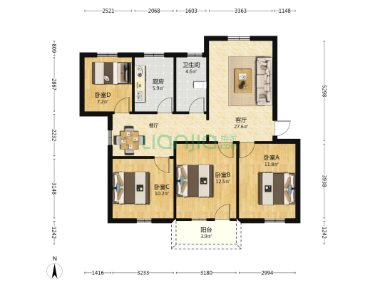 杨桥西路141-1号 4室1厅1卫 101平方
