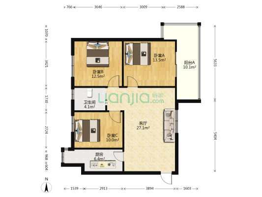 英伦华府二期 3室1厅1卫 118平方