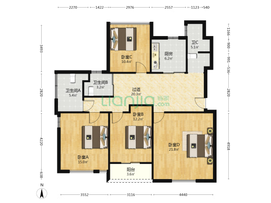 金品嘉园 4室0厅3卫 137平方