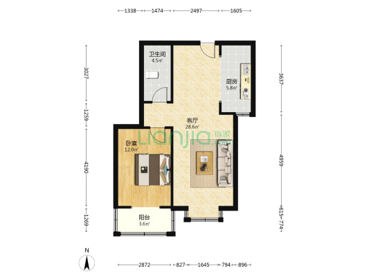 水岸花城小区，大社区集体供暖，交通便利-户型图
